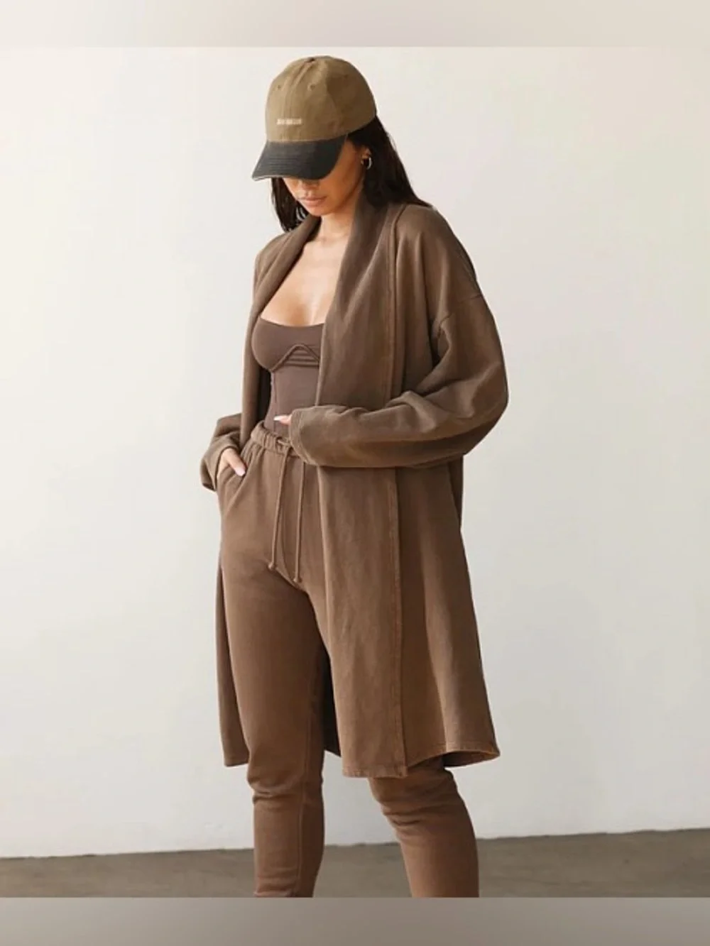 Joah Brown Oversized French Terry Cardigan Cocoa ONE SIZE/OS - Picture 4 of 10